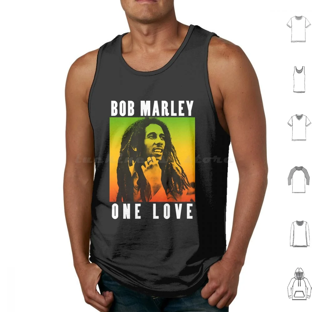One Love Gradient Tank Tops Print Cotton Reggae Rasta Marley Jamaica Bob Music One Love Rastafari Dub