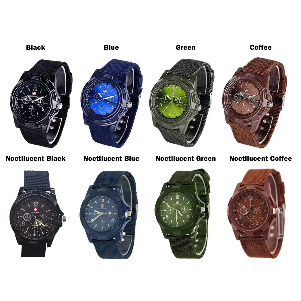 حزام نايلون مضفر Gemius Swift Watch نايلون باند منسوج بسوار كوارتز ساعة ليلية خفيفة سويسرية كوارتز رياضية ملابس غير رسمية