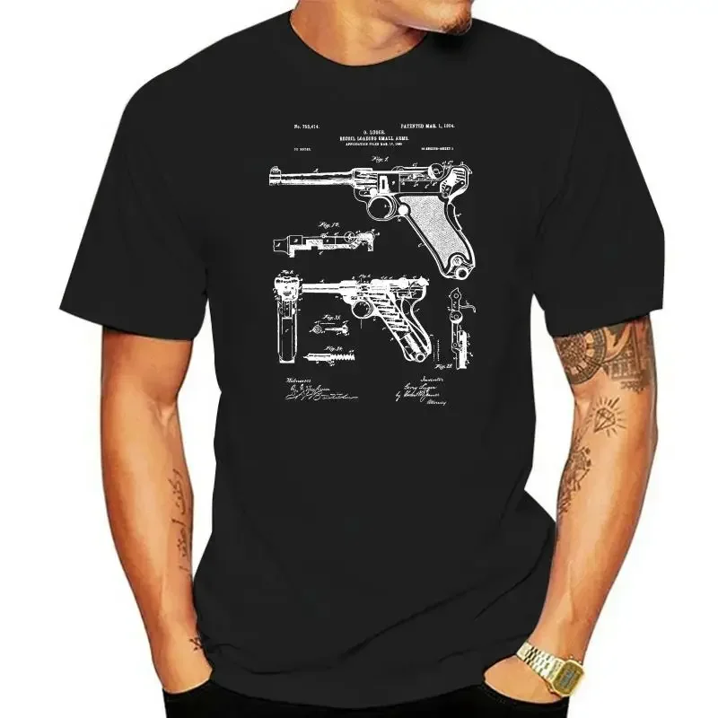 Gun Enthusiast Vintage Handgun Military Gift Tee 2024 Cool WW2 Luger Pistol Shirt WW2 Shirt  graphic t shirts clothing oversized