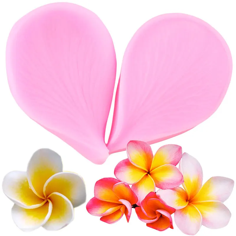 Flower Petals Silicone Mold Plumeria Cupcake Topper Fondant Molds DIY Cake Decorating Tools Candy Polymer Clay Chocolate Moulds