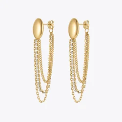 ENFASHION Simple Stainless Steel Gold Color Drop Earrings Multi-Zircon Pendientes Mujer Earring Fashion Jewelry Party E221352