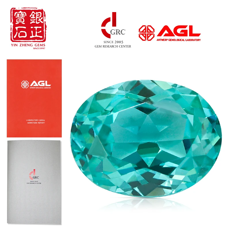 

YinZheng Oval Shape Paraiba Flame Melted Cultivate Paraiba Can Be Provide GRC Or AGL Certifacate Loose Synthetic Paraiba Stone