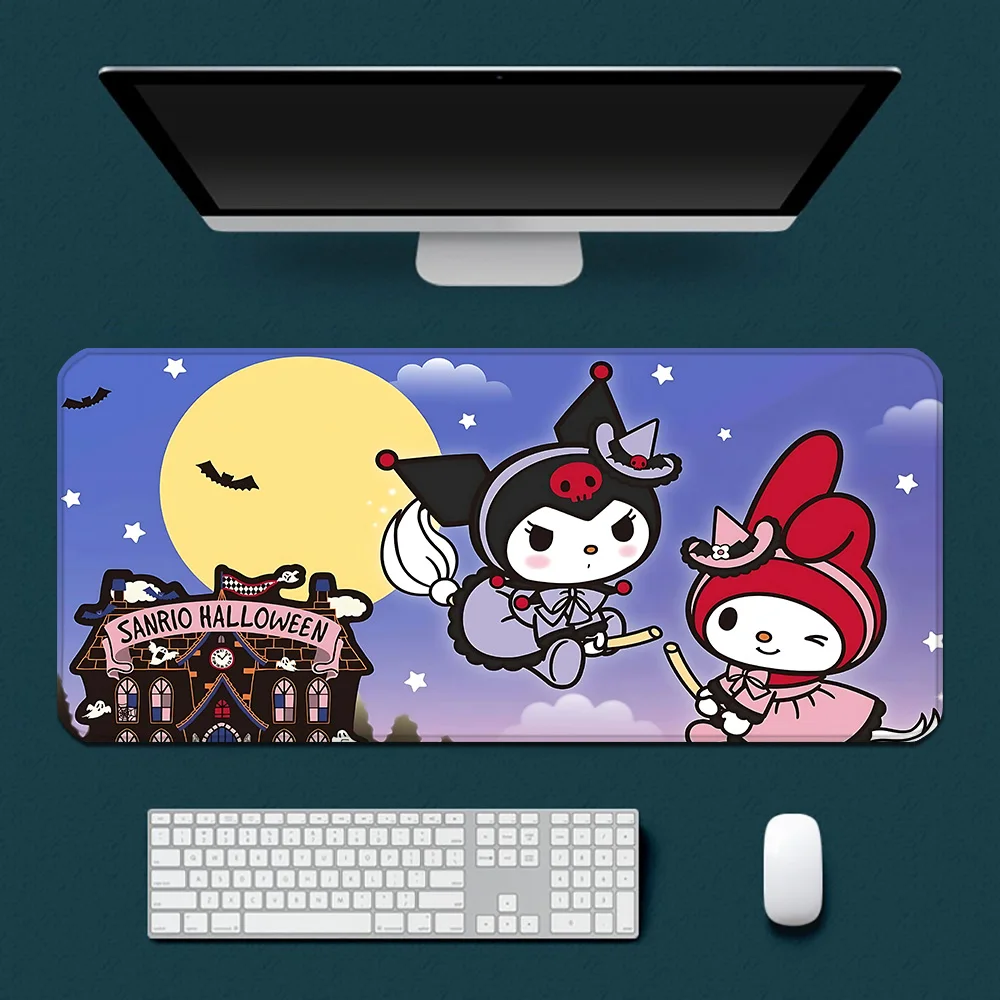 Imagem -03 - Kuromi Mousepad Bonito dos Desenhos Animados Impressão hd Gamers de Computador Borda de Bloqueio Mouse Pad Antiderrapante Xxl 90x40cm pc Desk