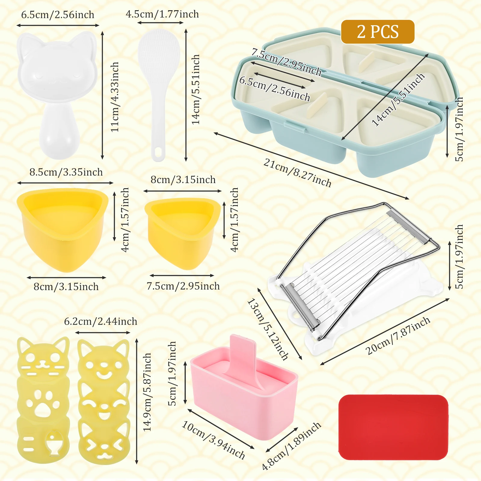 Triangle Onigiri Mold Set Cute Cat Shape Rice Ball Maker Reusable Sushi Making Tools for School Lunch Outdoor Picnic Daily Snack