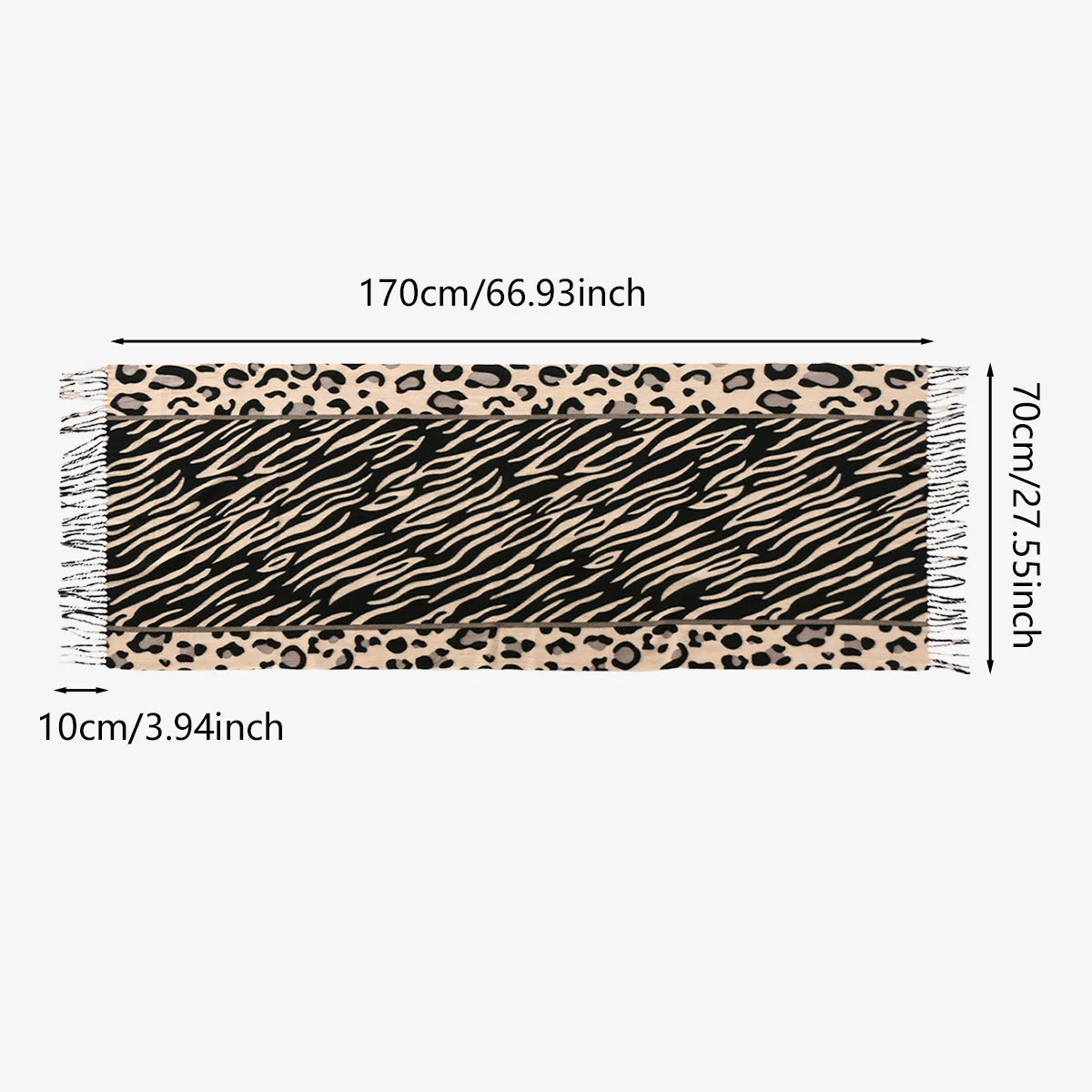 Neuer Leoparden-Kaschmirschal für Damen, Winter, hält warm, modischer kariertes, langer Schal, Damen-Wickel, dicker Pashmina, für den Außenbereich – Detail 19