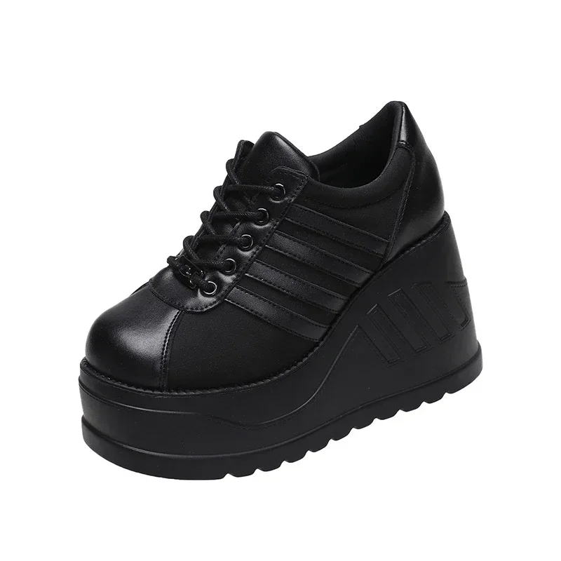

New Brand Punk Street Fashion Gothic Style Girls Cosplay Platform 10CM High Heels Sneakers Wedges Shoes Woman Pumps Big Size 42