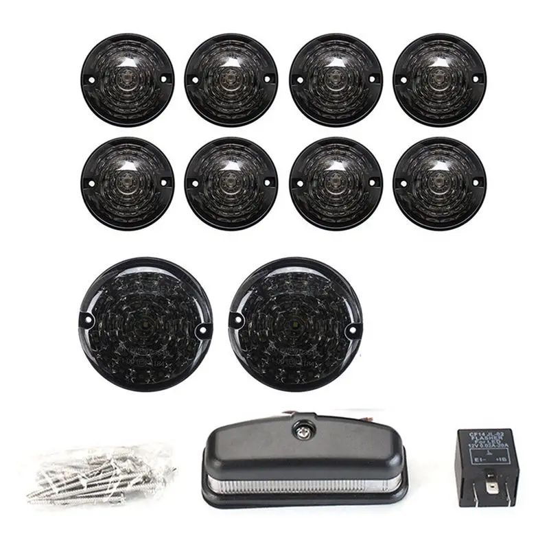 

Отличный комплект из 12 шт. передних и задних сигнальных ламп, стоп-сигналов, противотуманных фар, фонарей заднего хода и подсветки номерного знака для Land Rover Defender 90 110