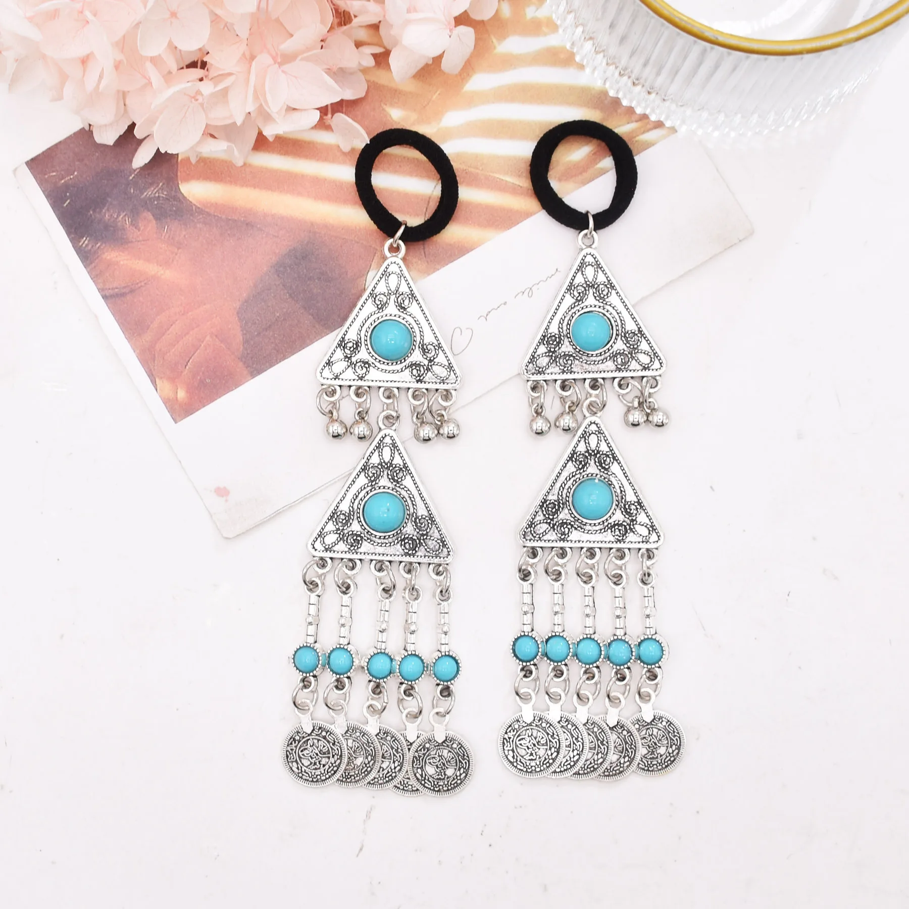 Turkish Vintage Metal Indian Hairdress for Women Boho Big Red Blue Stone Statement Gypsy Tribal Jewelry Gift Hair Accessories