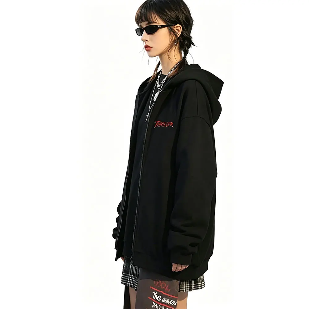 

Classic Vintage Michael Jackson Thriller Zipper Hoodie Men Vintage Gothic Rock Zip Up Jacket Male Oversized Zip Up Sweatshirts