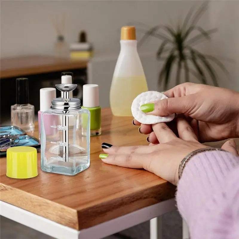 A33Z-2PCS 6Oz / 180Ml Clear Acetone Dispenser With Cap, Glass Nail Polish Remover Pump Alcohol Dispenser Alcohol Bottle view 2