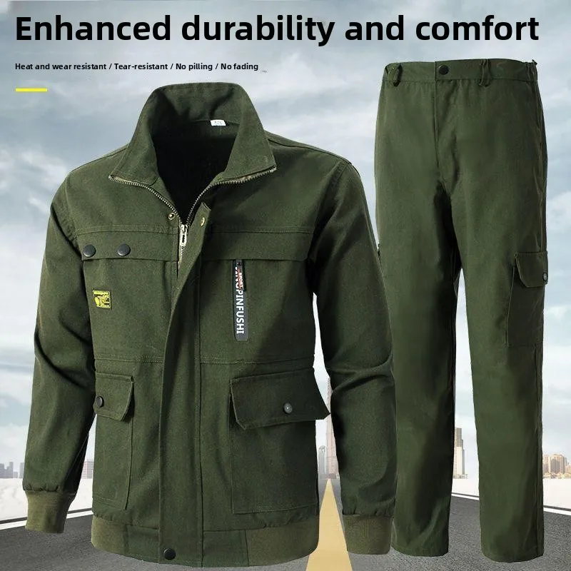 

Pure Cotton Work orm Set for Men Welding Resistant Anti-Heat Spring Summer Wearable Long Sve Logistics Storage Industry
