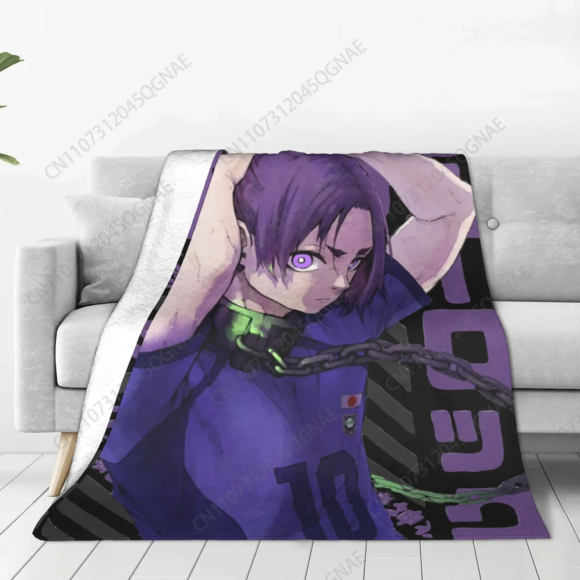 Custom Blue Lock Reo Mikage Flannel Blankets Novelty Throw Blanket For Bed Sofa Couch 125*100cm Bedspreads,