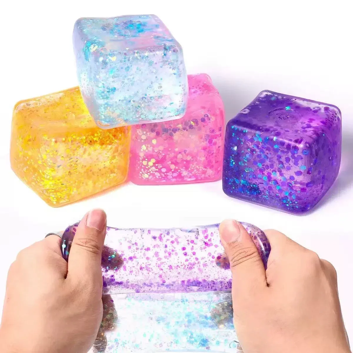 5CM Eiswürfel-förmiges Fidget-Spielzeug Quadratischer Stressabbau-Ball Quetschbarer Angstlöser Maltose Stressabbau Sensorisches Spielzeug für Erwachsene