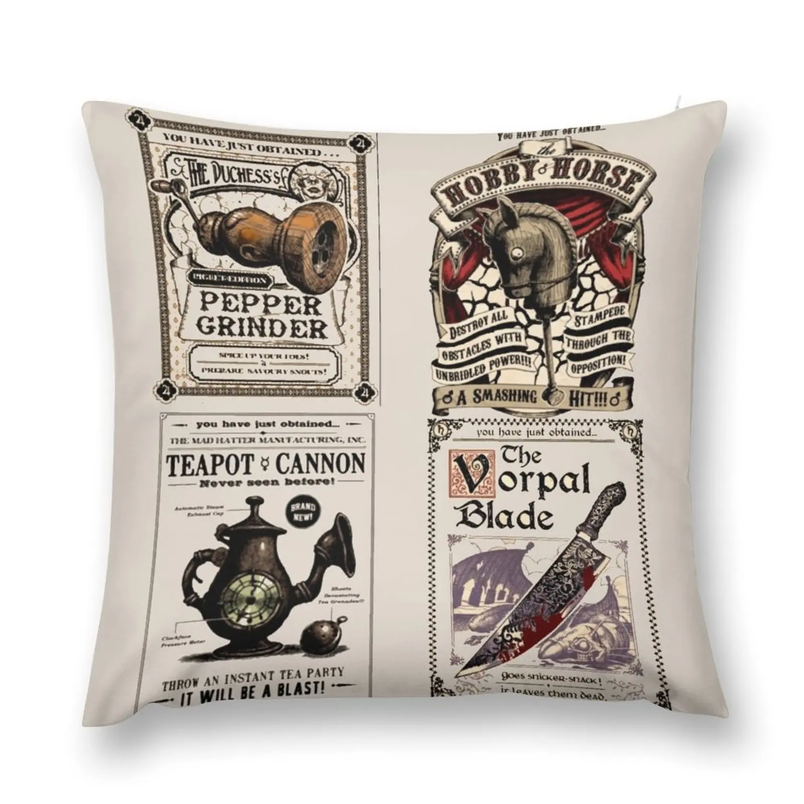 Weapons Cards- Alice Madness Returns Throw Pillow Throw Pillow New year pillow