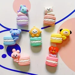 7pcs/set Cartoon Animal Macaron Resin Charms  DIY Polyresin Craft Embellishments Fridge Magnets Cute Bear Rabbit