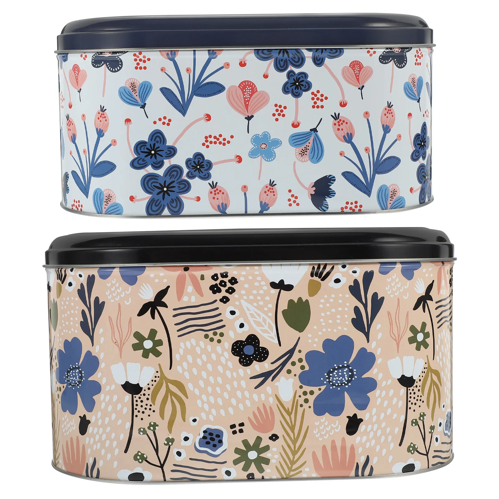 

Набор из 2 жестяных коробок для хранения: праздничные контейнеры с герметичными крышками для настольных принадлежностей, закусок, печенья, маленьких цветов