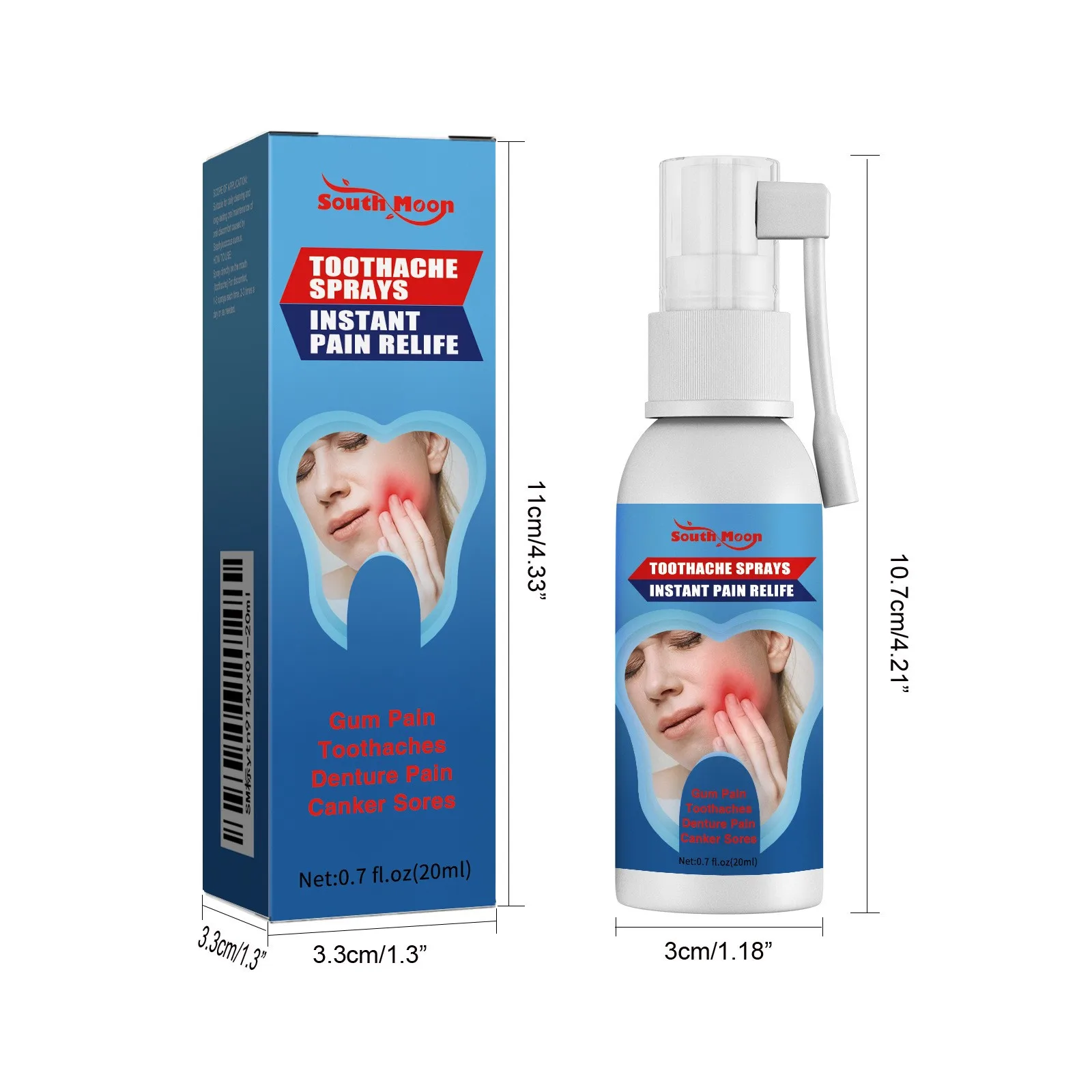 Toothache Stop Spray Mouth Ulcers Swollen Tooth Mouth Pain Tooth Decay No Burning Or Numbness Benzocaine And Free Mouth Ulcer20M