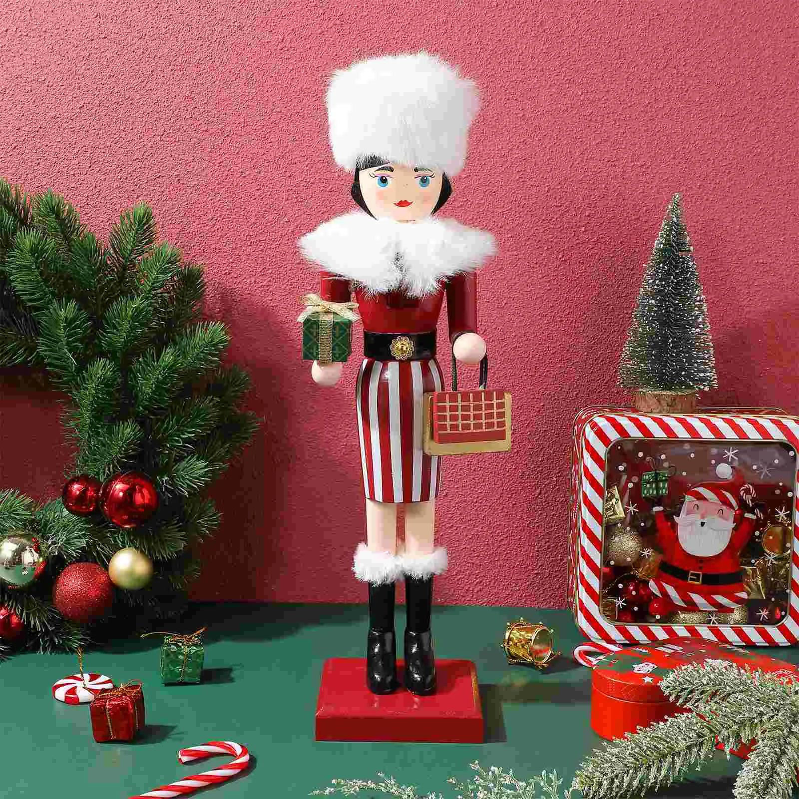 Nutcracker Wooden Puppet Xmas Table Ornament Figurine Tall Traditional Ornaments Christmas Gift Girl Toys