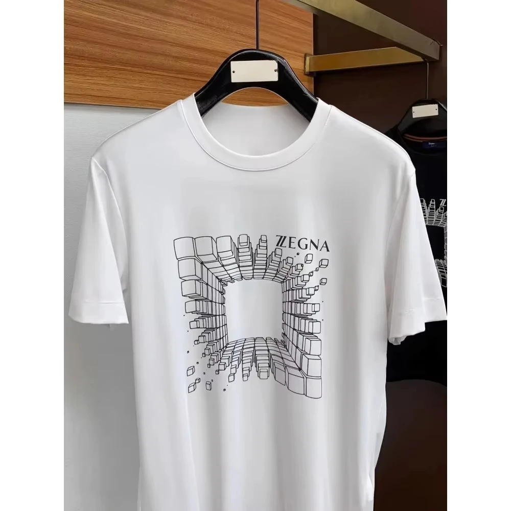 

Летняя одежда, роскошная мужская футболка с короткими рукавами, оригинальный дизайн, модная удобная мужская одежда с геометрическим принтом, топы