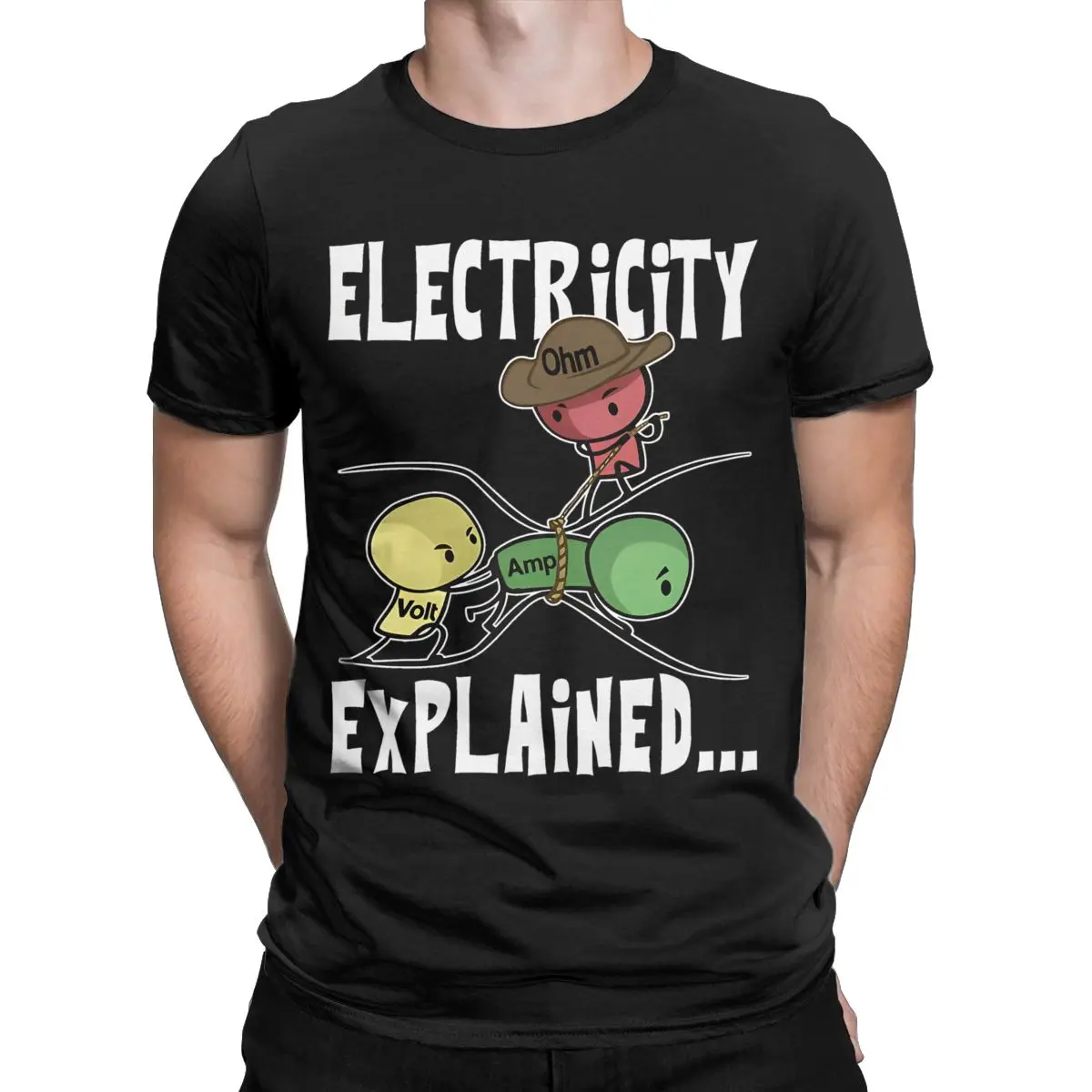 Casual Electricity Explained Physics Teacher School T-Shirts Men Women's Pure Cotton Tees Shirt Graphic Printed Clothes