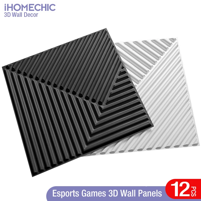 

12pcs Esports Games 3D Art Wall Panel PVC Waterproof 3D Wall Sticker Decor Tiles Diamond Design DIY Home Decor 11.81'' X 11.81''