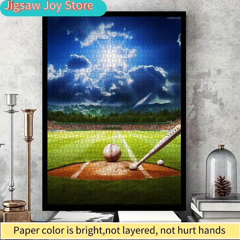 Rompecabezas de papel DIY de 1000 piezas, escena de estadio de béisbol, material de cartulina blanca de alta calidad, adecuado para juegos entre padres e hijos, en equipo