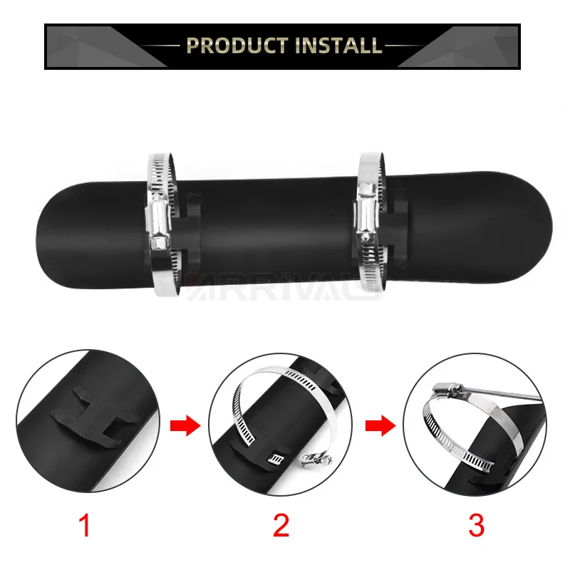 Metal Motorcycle Black Exhaust Muffler Pipe Heat Shield Cover Guard Protector Universal Fit All Motorcycle Motorcross