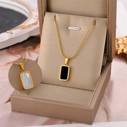 316L Stainless Steel New Fashion Fine Jewelry Minimalism Seashells Two-sided Charm Chain Choker Necklaces Pendants For Women