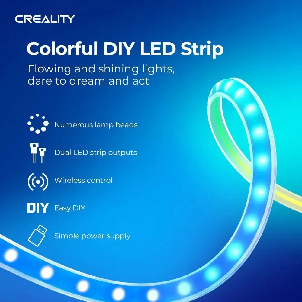 Creality Colorful DIY LED Strip Dual LED Strip Outputs Wireless Control Simple Power Supply for FDM 3D Printer 3d Printer Parts