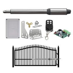 Kit de abridor de puerta automático (660lb) de oscilación única, adecuado para abrir puertas, Motor de puerta alimentado por energía Solar opcional