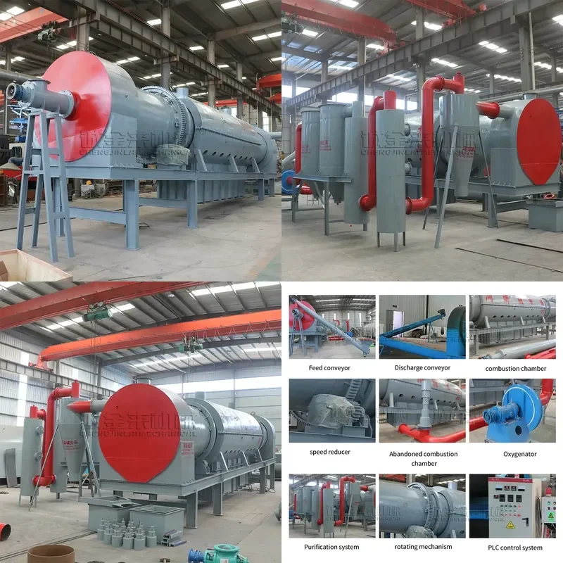 Wood Chips Sawdust Palm Shell Continuous Biochar Charcoal Making Machine Biomass Pyrolysis Carbonization Furnace