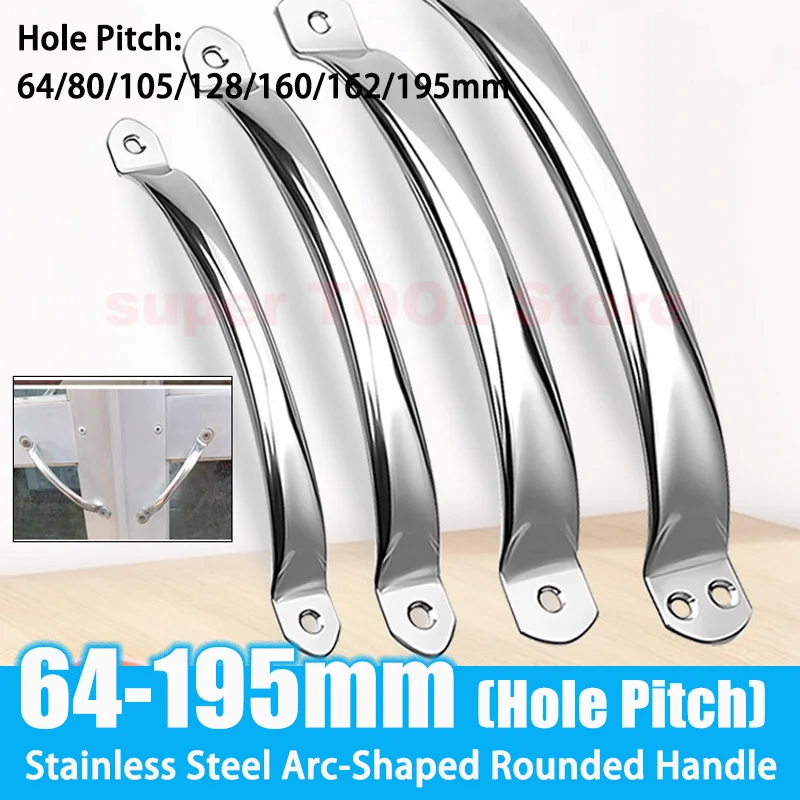 

Stainless Steel Arc Round Corner Handle Surface Mount Cabinet Wardrobe Drawer Door Pull Grip Household Hardware Accessories