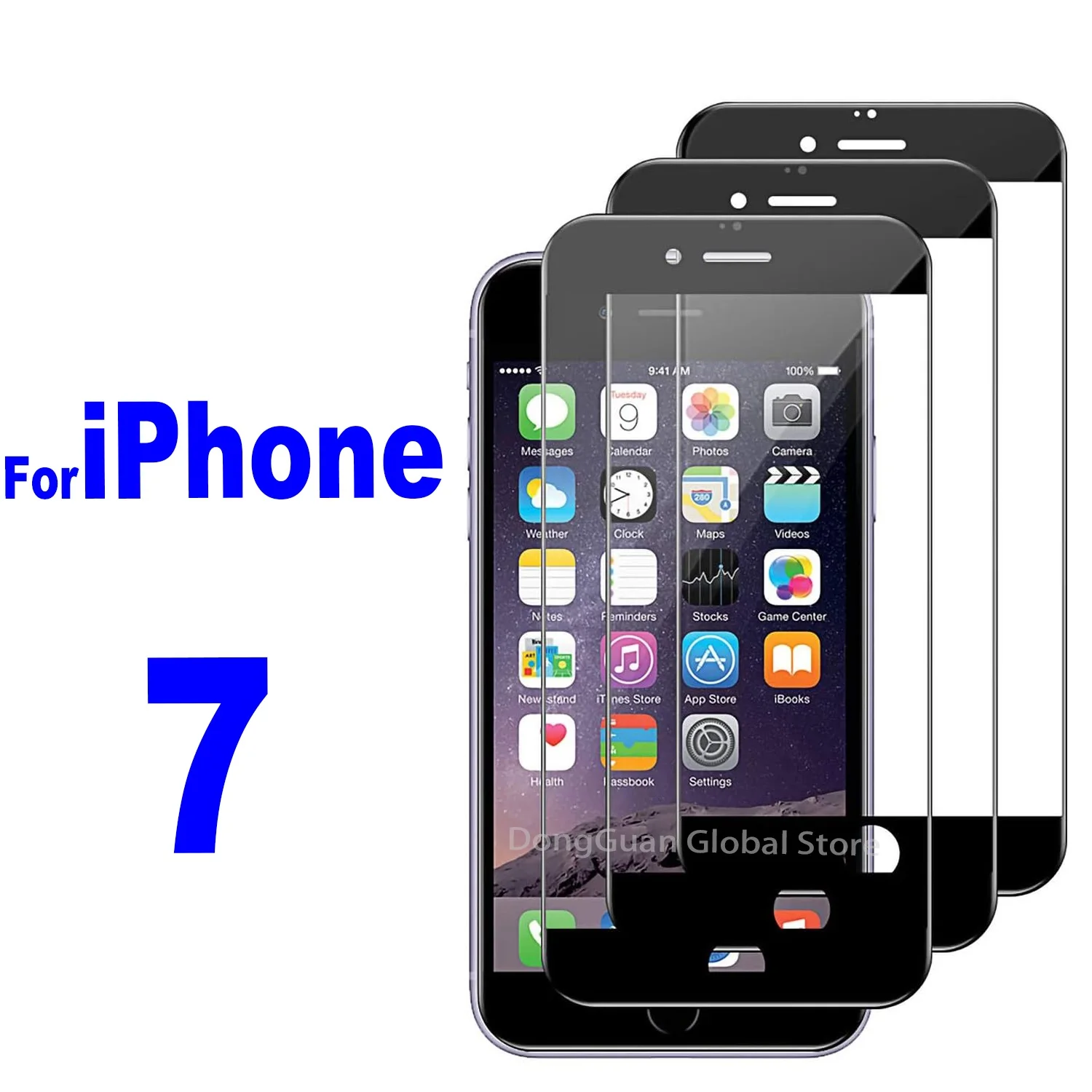 1/2/3/4 Stück Schwarz für iPhone 7 Displayschutzfolie aus gehärtetem Glas – Packung mit Displayschutzfolien für iPhone 7