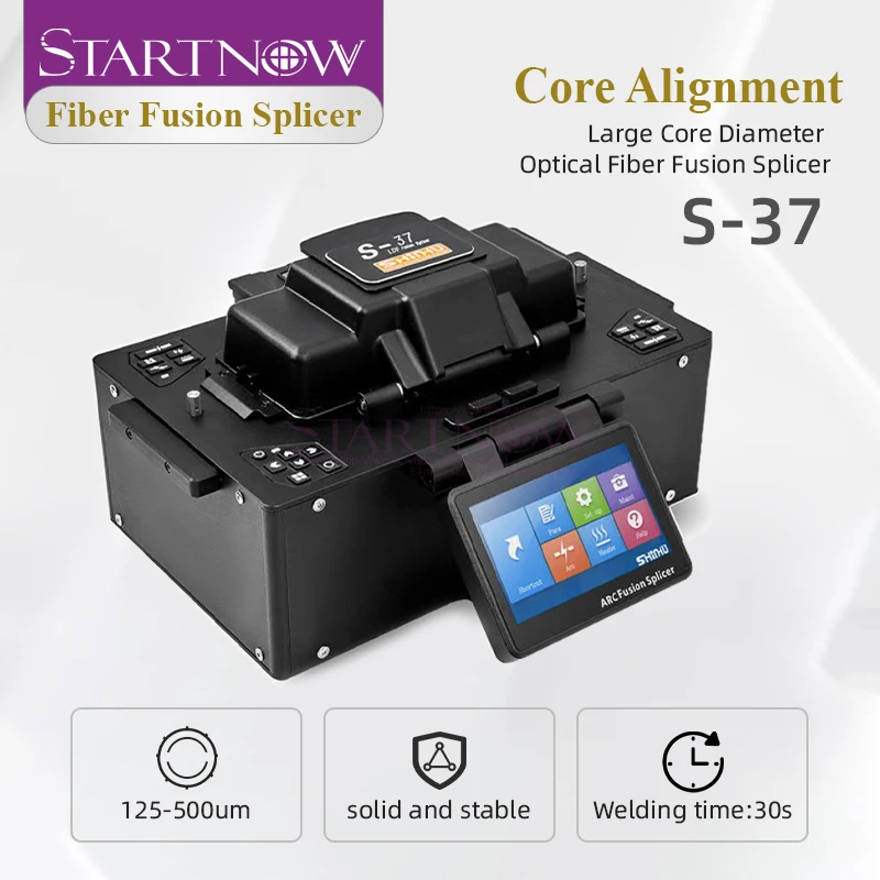 Startnow S-37 Optical Fiber Fusion Splicer Large Core Aperture 500um Welding Splicing Fiber Wire SM & MM Multi-Language System