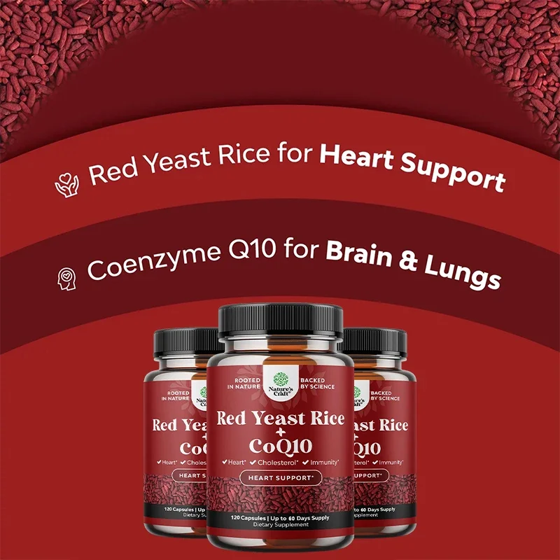 Red Yeast Rice with CoQ10 - Extra Strength - Energy, Joint Health, Heart Health & Cholesterol Supplement, Vegetarian Capsules