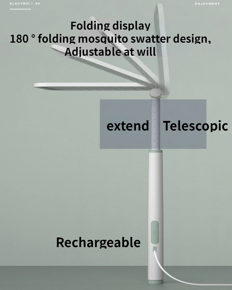 Green Scalable Foldable Mosquito Swatter Lithium Battery for Bedroom Household Wall Mounted USB Charging Base Mosquito Swatters