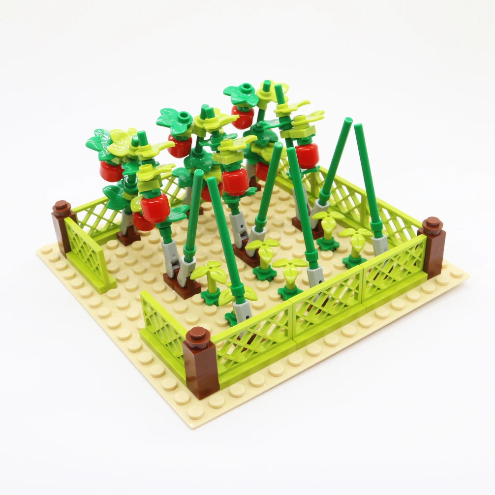 MOC Bricks modelo de decoración de granja, bloques de construcción de calabaza de tomate vegetal, juguete educativo para niños, juguetes de bloques de bricolaje, regalo de cumpleaños