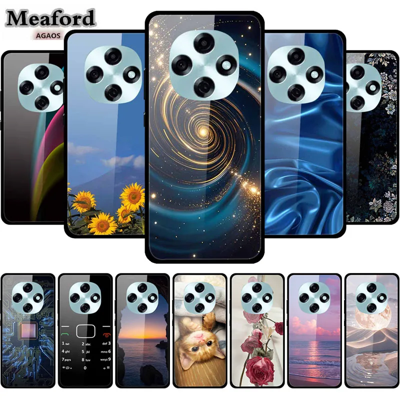 حافظة من الزجاج المقسى لهاتف OPPO A6 A5i pro غطاء ممتص للصدمات Funda لهاتف OPPO A6i A5 كارتوني ملون هدية حافظات هاتف غطاء خلفي صلب