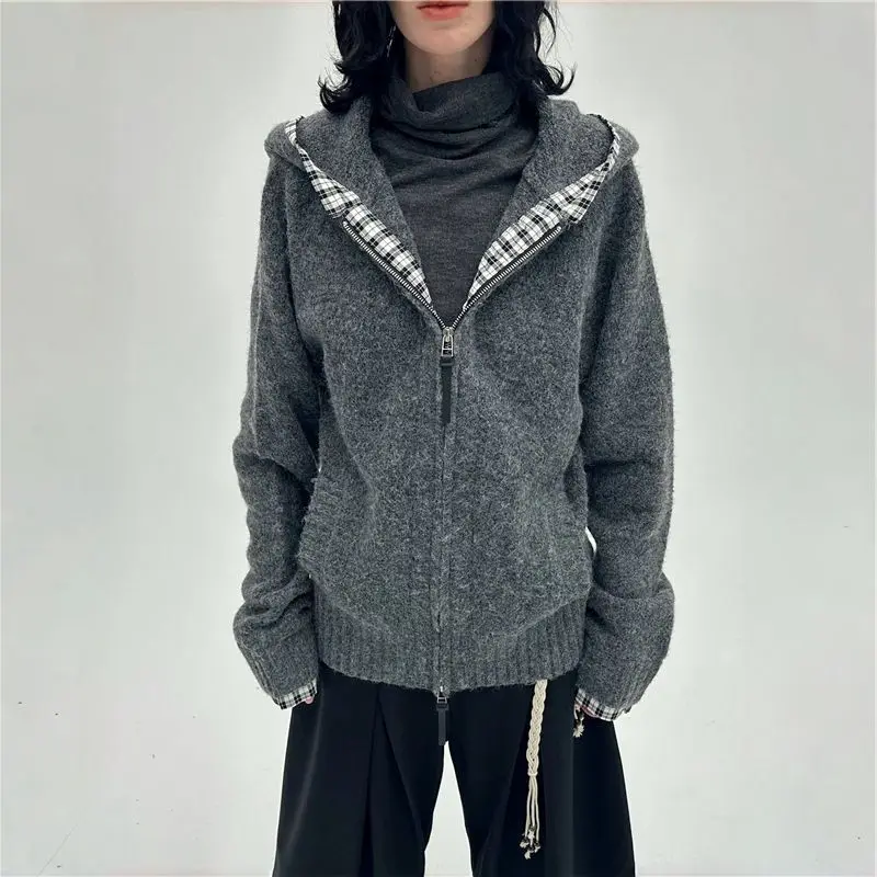 

Черные куртки Harajuku, пальто из искусственного меха, женская свободная повседневная толстовка, субкультура, готические женские пальто с капюшоном, винтажные японские толстовки