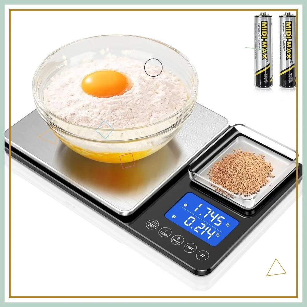 

Dual Platform Digital Kitchen Scale with 7 Units, Tare & Accumulation Functions for Baking and Cooking