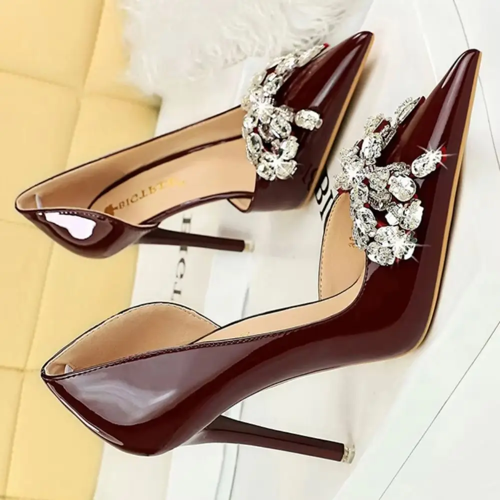 BIGTREE Sexy Sandal Ladies Elegant Fashion Party Wedding Women's High Heels Rhinestone Embellished Single Shoes Zapatos De Mujer