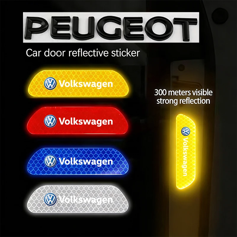 Autoaufkleber Türöffnungs-Reflektierende Warnfolie für VW GTI Polo Passat B6 B7 B8 Golf ID.3 CC Arteon MK6 Tiguan Jetta Beetle