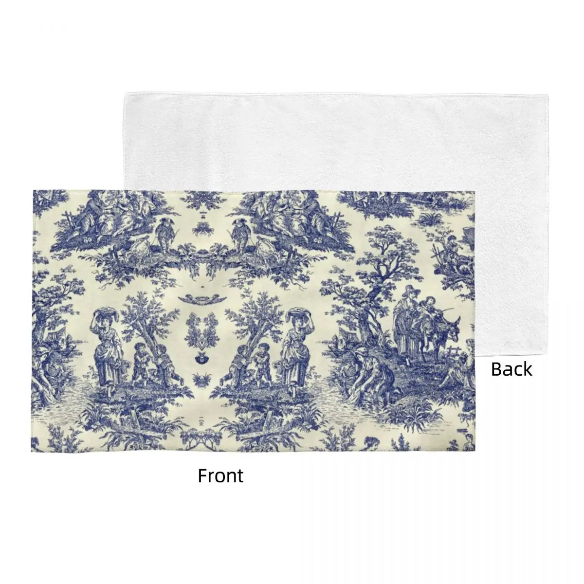 Custom Toile De Jouy Blue Towel Cotton French Navy Blue Motif Bathroom Shower Sports Yoga Towels