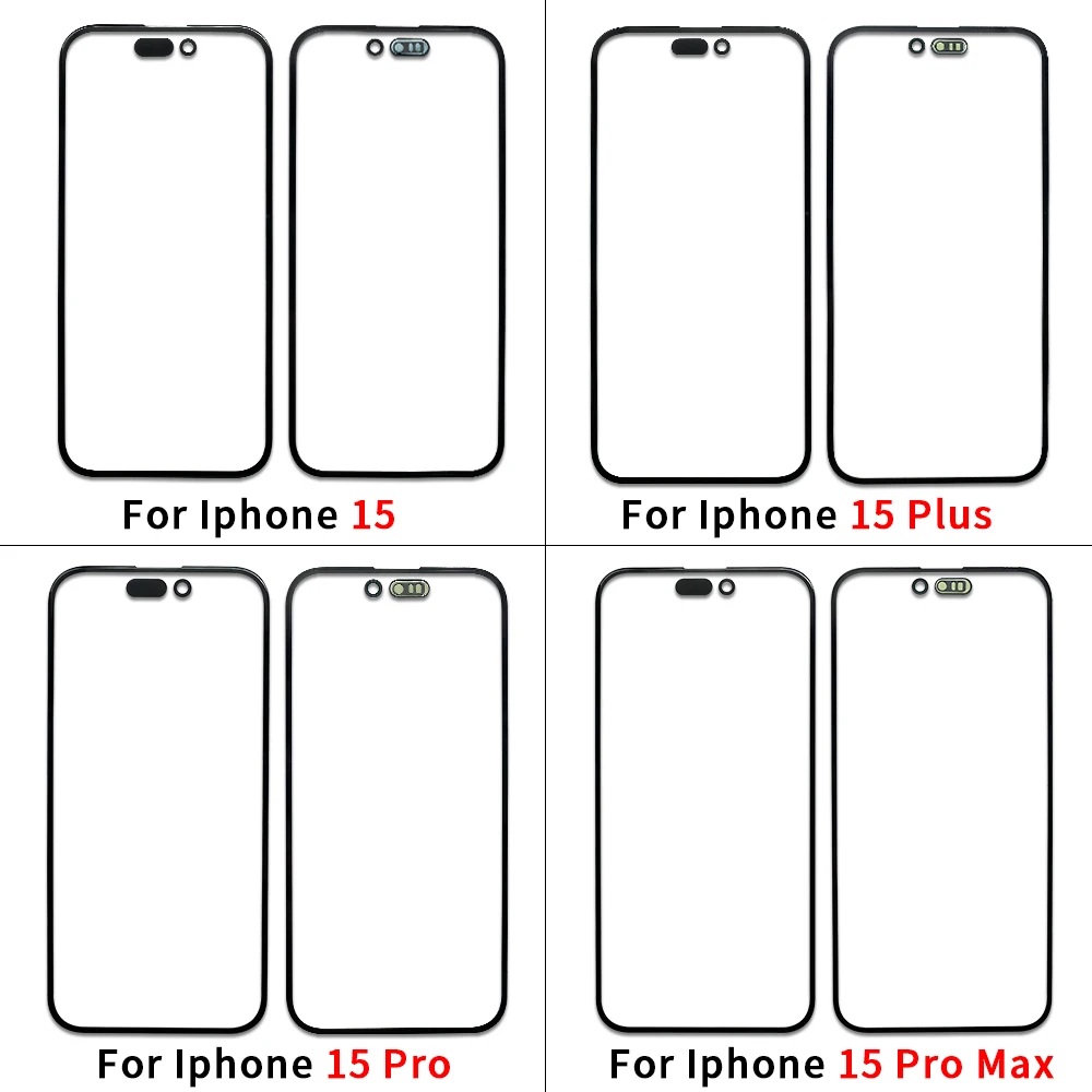 10 Pcs Screen Front Outer Glass OCA With Glass For Iphone 15 Pro Max 15 Plus Screen Touch Panel Glass