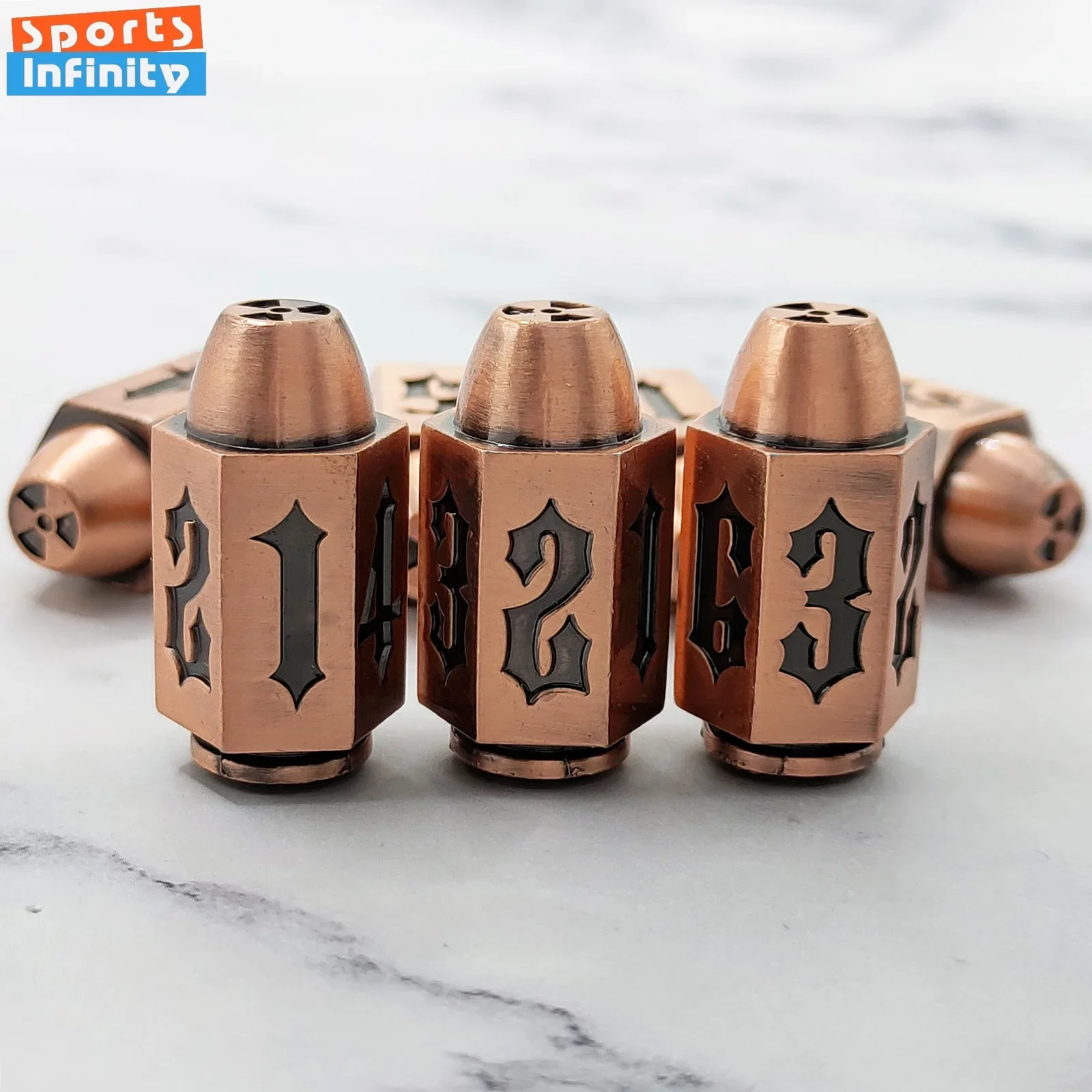 

1pc of D6 Antique Copper Bullet Metal Dice DND Dice Set for COC TRPG RPG Cthulhu Table Board Game Polyhedral Number Dice Kit