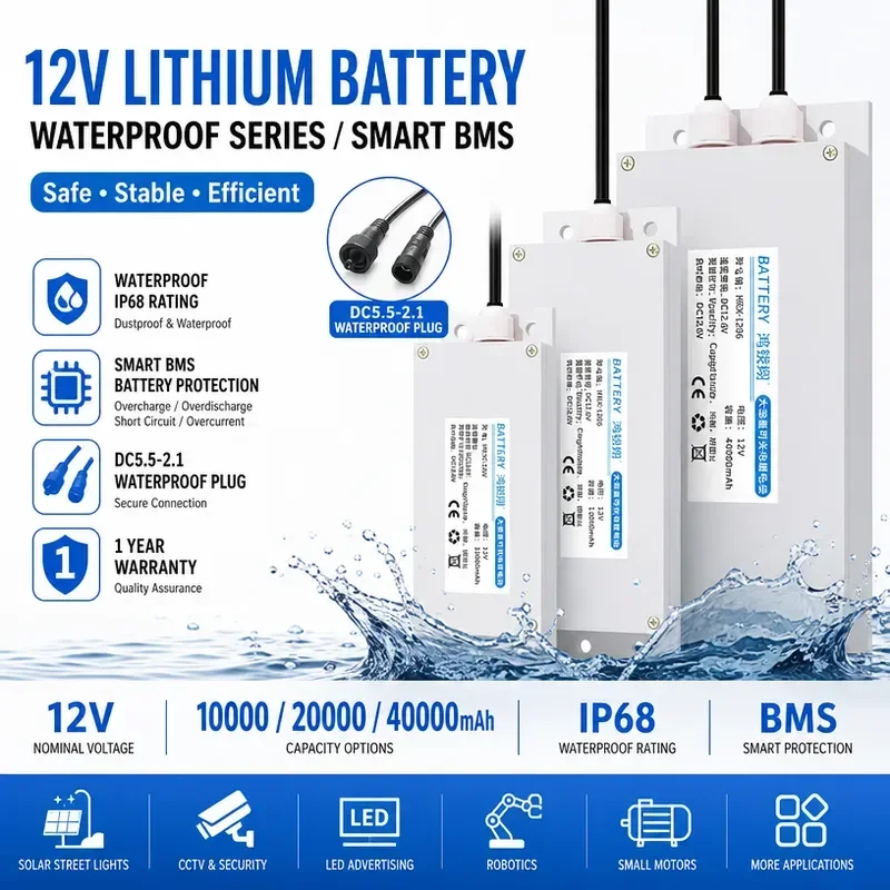 [New] 12V 24V Lithium Battery Pack 18650 Outdoor Power Supply for Solar Street Light Monitoring Waterproof Case