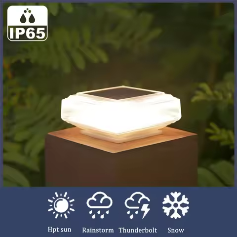 Waterproof Solar Post Lights Clear Lampshade Warm Light Outdoor Square Street Lamp for Garden Patio Solar Deck Fence Cap Light