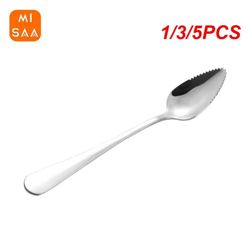 1/3/5PCS Grapefruit Spoon Burnishing Serrated Edge Silver 16.5cm Kitchen Gadgets Toothed Spoons Sturdy Sleek Durable