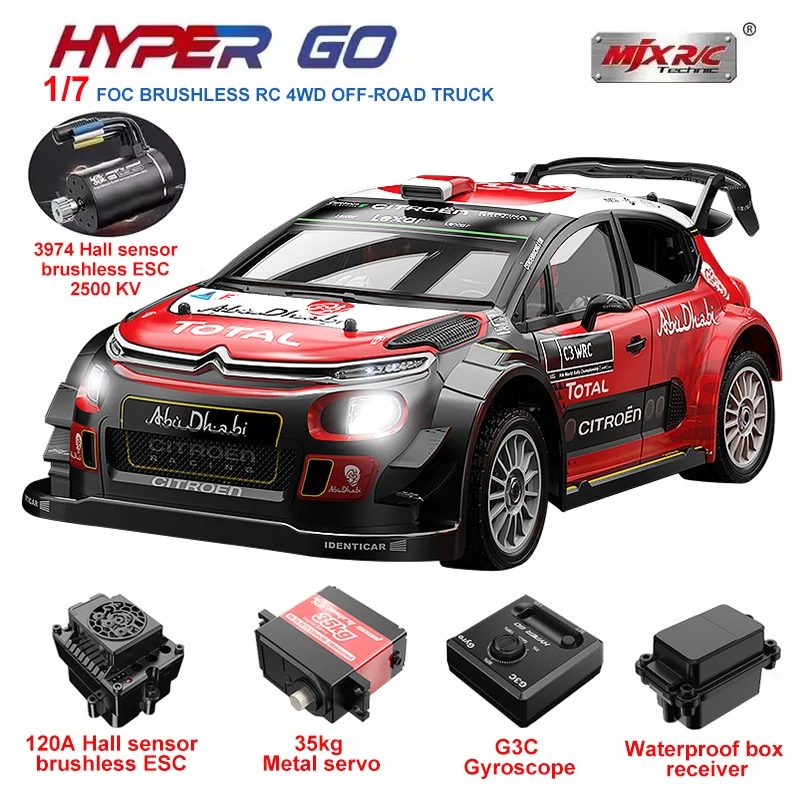 MJX Hyper Go 7303 7304 1/7 4WD RC Car Professional 4x4 Off-Road Racing 60km/H 3974 Hall Sensor Brushless 2.4G Remote Control Car
