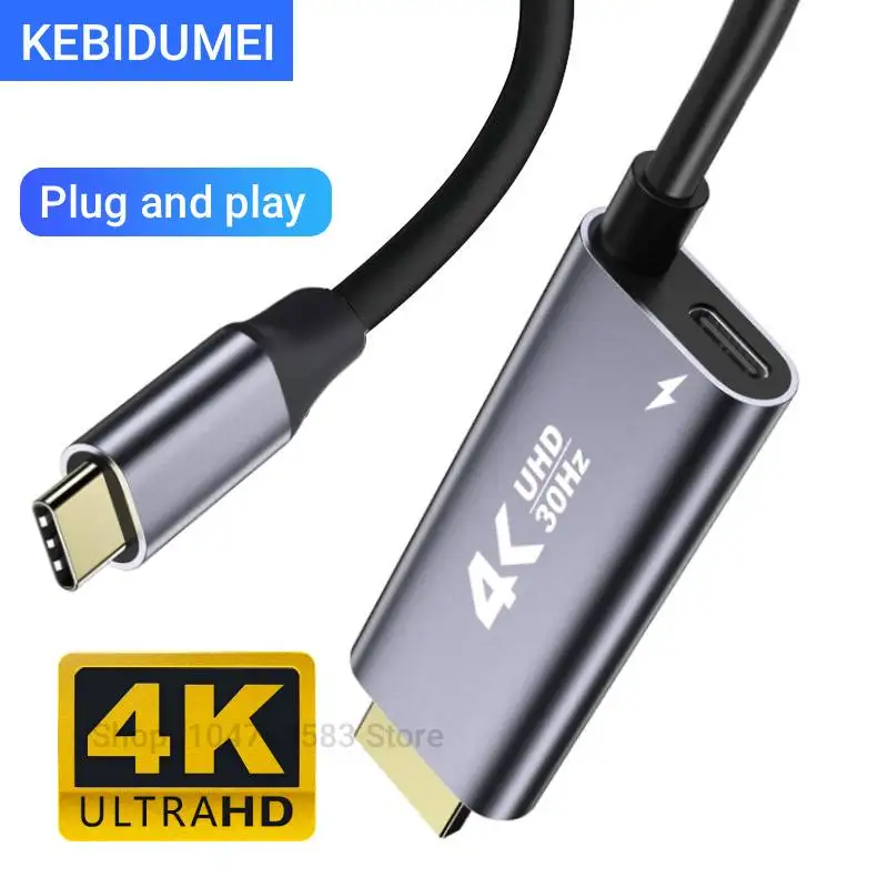 

1.8M Type C to HDMI-compatible Cable 4K 30Hz/60Hz Type C Video Cable with PD 100W Charging For Laptop Tablet Mobile Phone